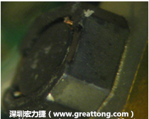 使用銀(Ag)鍍層的電源電感器(Power Inductors)，經過推力測試后，零件端點上已經看不到任何鍍層的痕跡了，所以其耐推力就比較小。