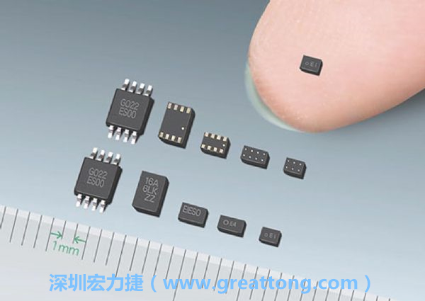 常規(guī)IC與WLP制作的封裝設(shè)計(jì)元件，尺寸有極大的差異，WLP僅需晶粒尺寸就有相同的電氣特性。