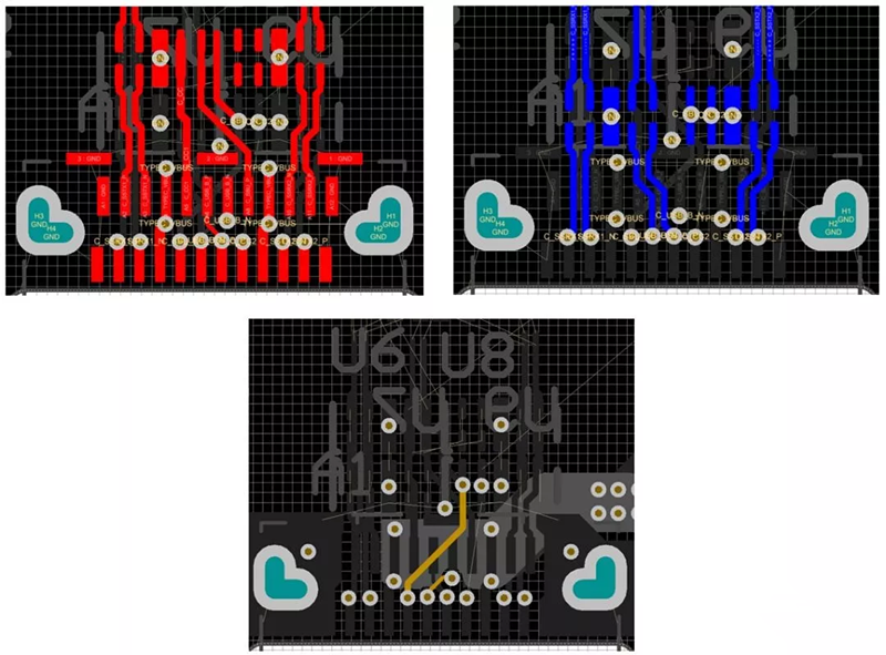 對SBU，USB2和CC1/2等信號做以下布線處理