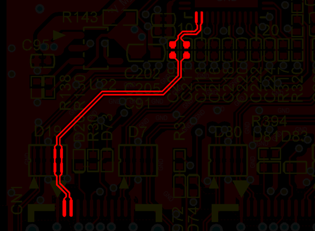 差分線盡量走等長(zhǎng)線、等距，避免時(shí)序偏差及共模干擾