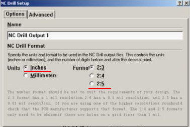 將格式改為“Inches 2：5”（ 以確保資料精度，反之孔與線路有偏移現(xiàn)象；）點OK完成鉆孔文件轉(zhuǎn)換